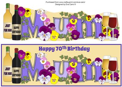 Bright Flowers & Wine Mum 70th Large Dl
