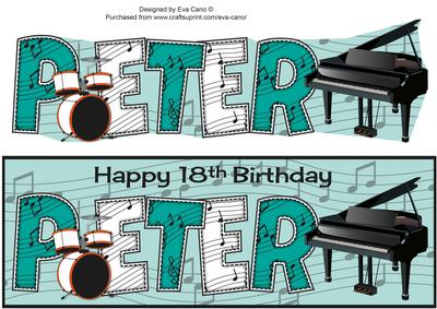 Piano & Drums Theme Peter 18th Large Dl