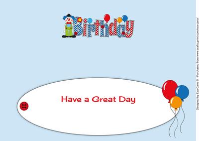 Charlie the Clown Birthday Large Dl Insert