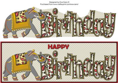 Grey Indian Elephant Birthday Large Dl