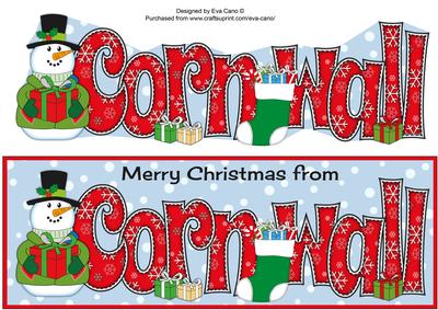 Merry Christmas from Cornwall Snowman Large Dl