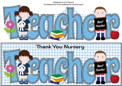 Thank You Nursery Teacher with Pupils Large Dl