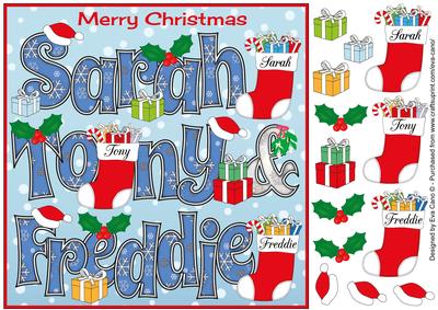 8x8 Christmas Names Sarah, Tony & Freddie