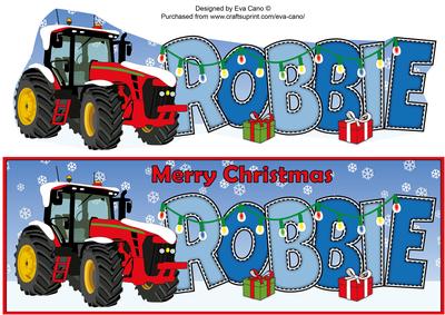 Red Christmas Tractor Robbie Large Dl