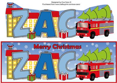 Christmas Fire Engine Zac Large Dl