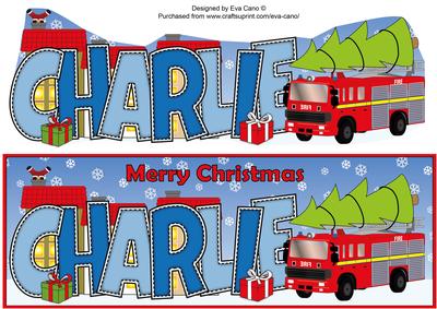 Christmas Fire Engine Charlie Large Dl