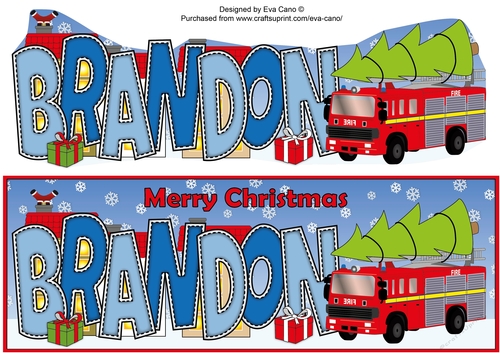 Christmas Fire Engine BRANDON large dl