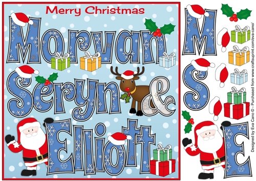 8x8 Christmas Names MORVAN, SERYN & ELLIOTT