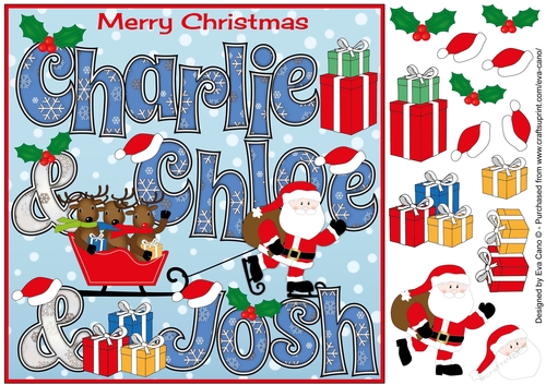 8x8 Christmas Names CHARLIE & CHLOE & JOSH