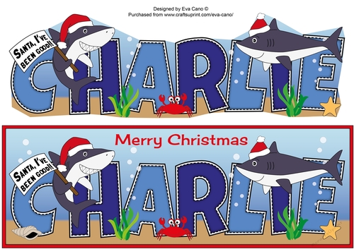 Christmas Sharks CHARLIE large dl