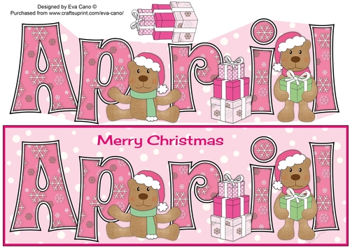 Christmas Teddies APRIL large dl