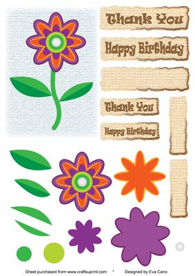 Purple and Orange Decoupage Flower