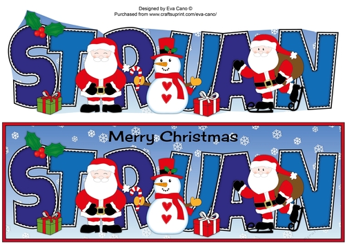 Santas & Snowman STRUAN large dl