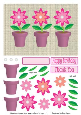 Decoupage Flower Pots (pink)