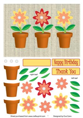 Decoupage Flower Pots (yellow and Red)