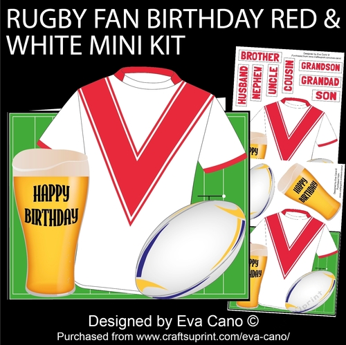 Rugby Fan Birthday red and white mini kit