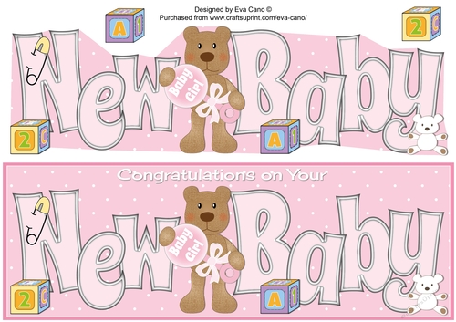 Teddy with Baby Rattle NEW BABY large dl