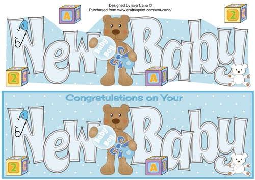 Teddy with Baby Rattle NEW BABY large dl 2