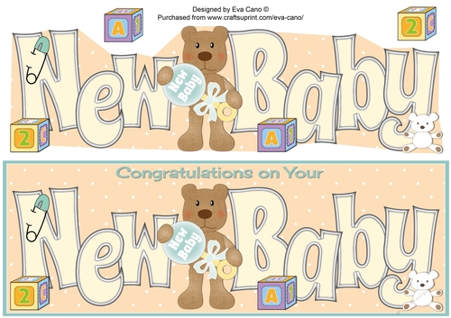 Teddy with Baby Rattle NEW BABY large dl 3
