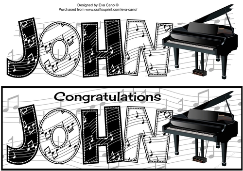 Piano Theme Congrats JOHN large dl