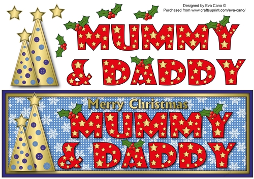 Buttons Christmas Trees MUMMY & DADDY large dl