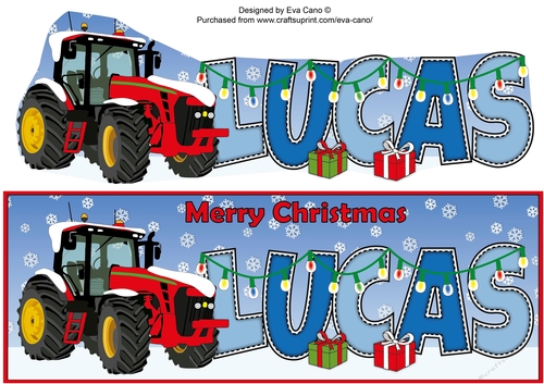 Red Christmas Tractor LUCAS large dl