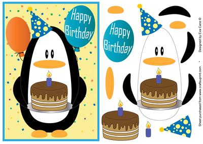 Step by Step Penguin for Children's Birthdays - Blue