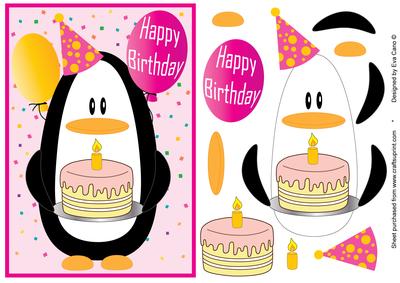 Step by Step Penguin for Children's Birthdays - Pink