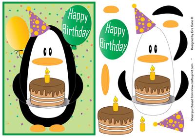 Step by Step Penguin for Children's Birthdays - Green