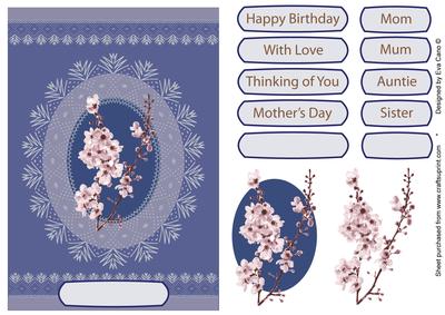 Cherry in Blossom with Lace - Blue