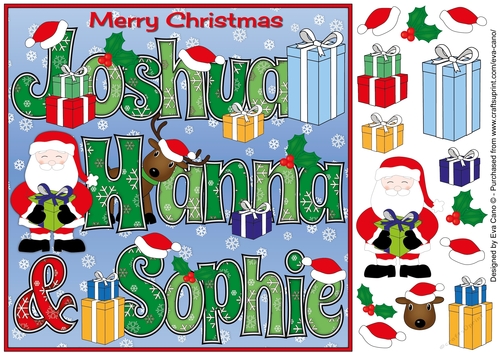 8x8 Christmas Names JOSHUA, HANNA & SOPHIE
