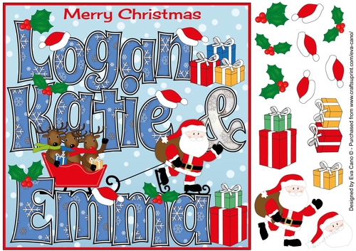 8x8 Christmas Names LOGAN, KATIE & EMMA
