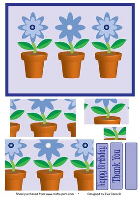 Flower Pots Pyramid in Blue