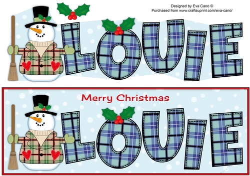 Snowman in tartan coat LOUIE large dl 
