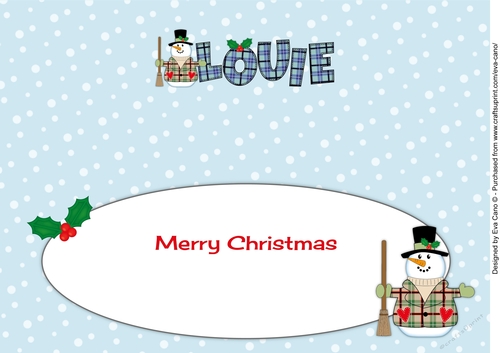 Snowman in tartan coat LOUIE large dl insert
