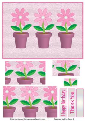 Flower Pots Pyramid in Pink