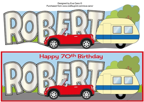 Red Car & Caravan ROBERT 70th large dl