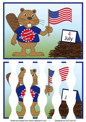 Beaver Wishing Happy Independence Day 4th of July