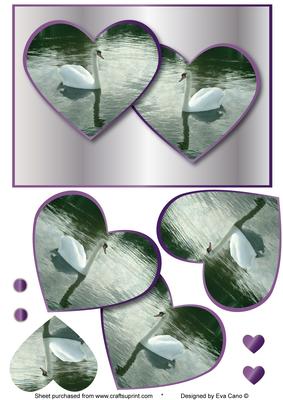 Beautiful Swans in Hearts – Purple