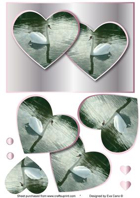 Beautiful Swans in Hearts – Pink