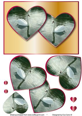 Beautiful Swans in Hearts – Gold and Ruby