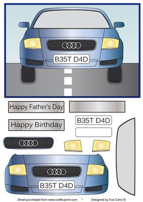 Best Dad Audi Car for Fathers Day or Birthday (pale Blue)