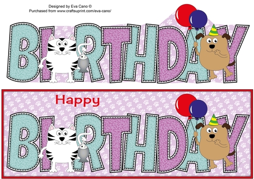 Cat & Dog BIRTHDAY large dl