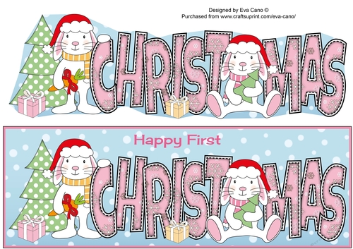 First Christmas Bunny Rabbits CHRISTMAS large dl