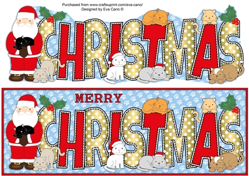 Christmas cats with Santa CHRISTMAS large dl