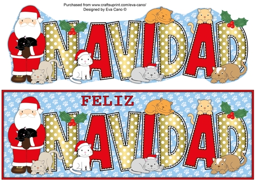 Christmas cats with Santa NAVIDAD large dl