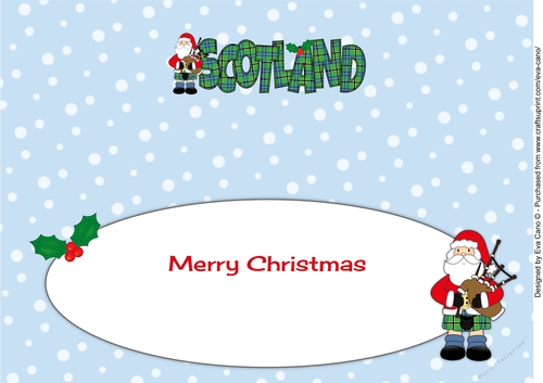 Merry Christmas from SCOTLAND Scottish Santa large dl insert