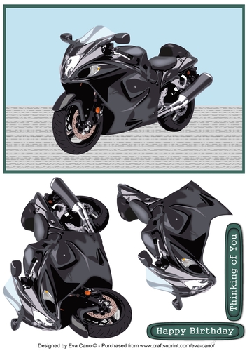 Black Motorbike decoupage