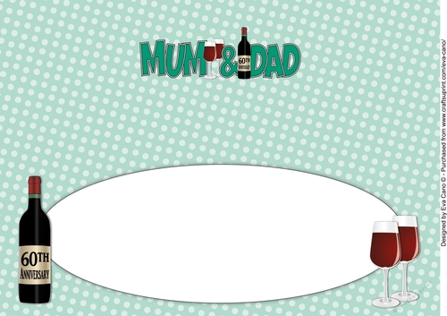 Red Wine MUM & DAD 60th Anniversary large dl insert 2