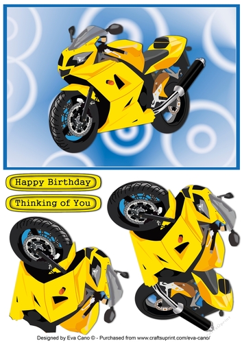Yellow Motorbike decoupage